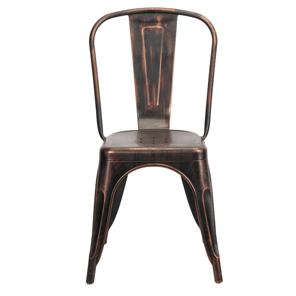 Metallic Black Finish with Copper Distressed All Weather Tolix Style Resin Chair