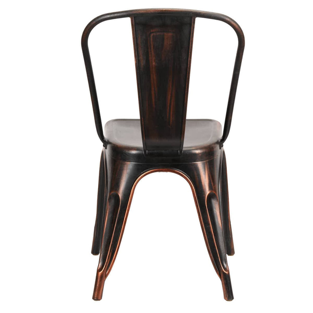 Metallic Black Finish with Copper Distressed All Weather Tolix Style Resin Chair