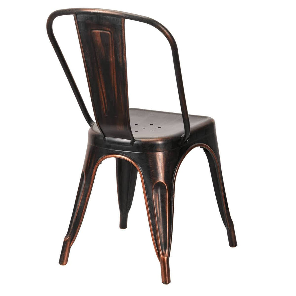Metallic Black Finish with Copper Distressed All Weather Tolix Style Resin Chair