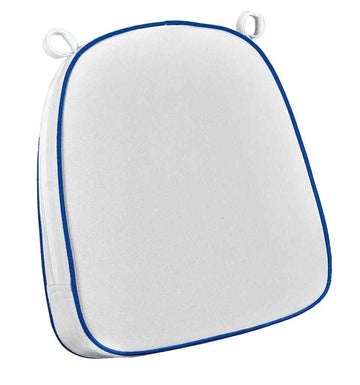 White with Royal BluePiping, 2.5" Thick Chair Cushion - Premium Cushions