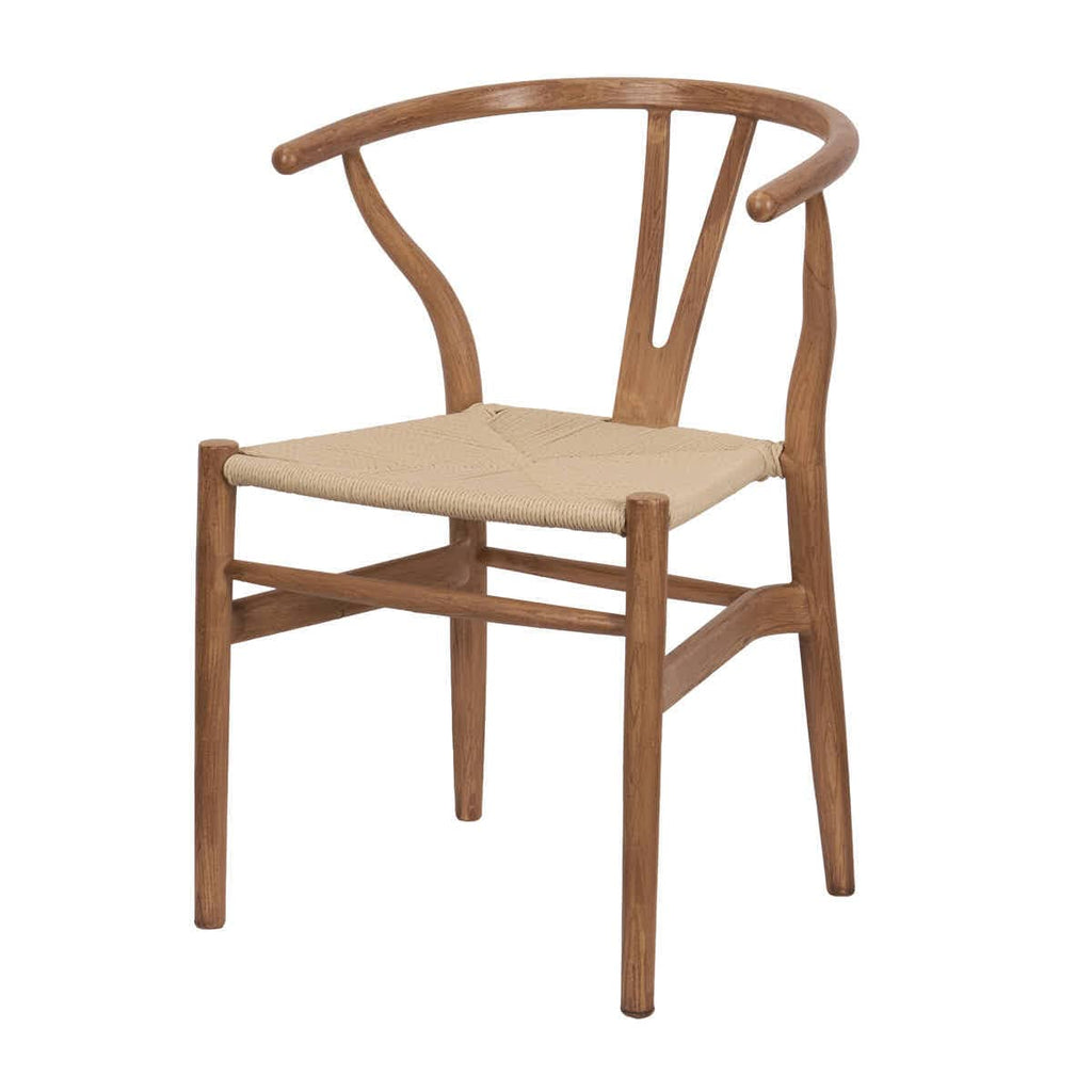 Chestnut Wishbone Resin Chair with Natural Finish PE Rope Seat