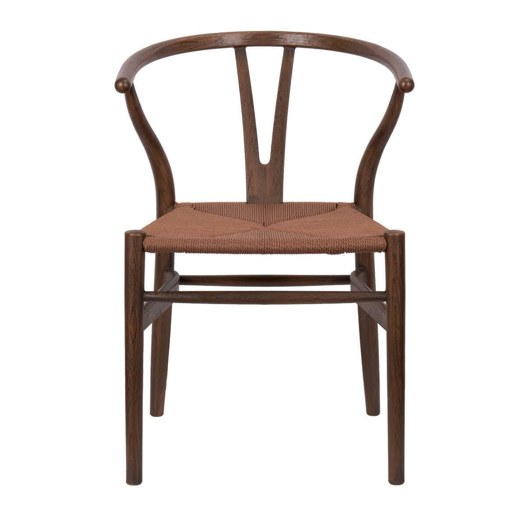 Fruitwood Wishbone Resin Chair with Brown PE Rope Seat