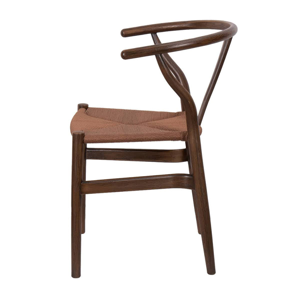 Fruitwood Wishbone Resin Chair with Brown PE Rope Seat