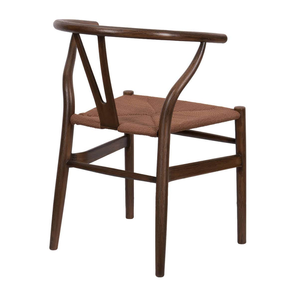 Fruitwood Wishbone Resin Chair with Brown PE Rope Seat