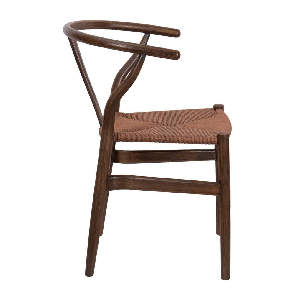 Fruitwood Wishbone Resin Chair with Brown PE Rope Seat