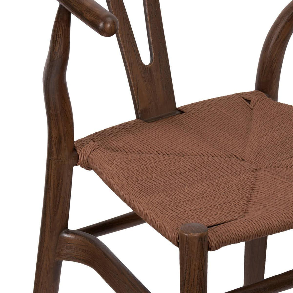 Fruitwood Wishbone Resin Chair with Brown PE Rope Seat