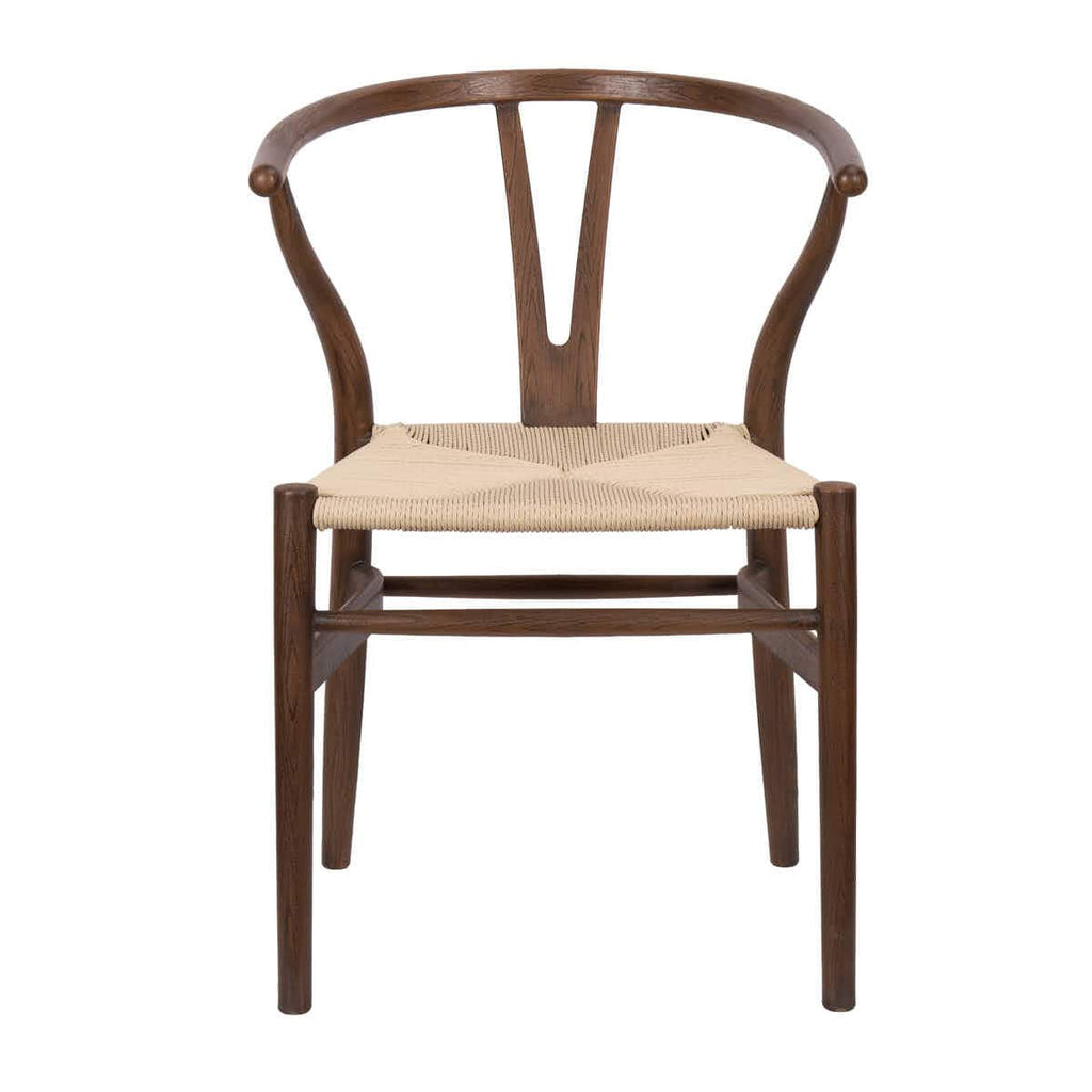 Fruitwood Wishbone Resin Chair with Natural Finish PE Rope Seat