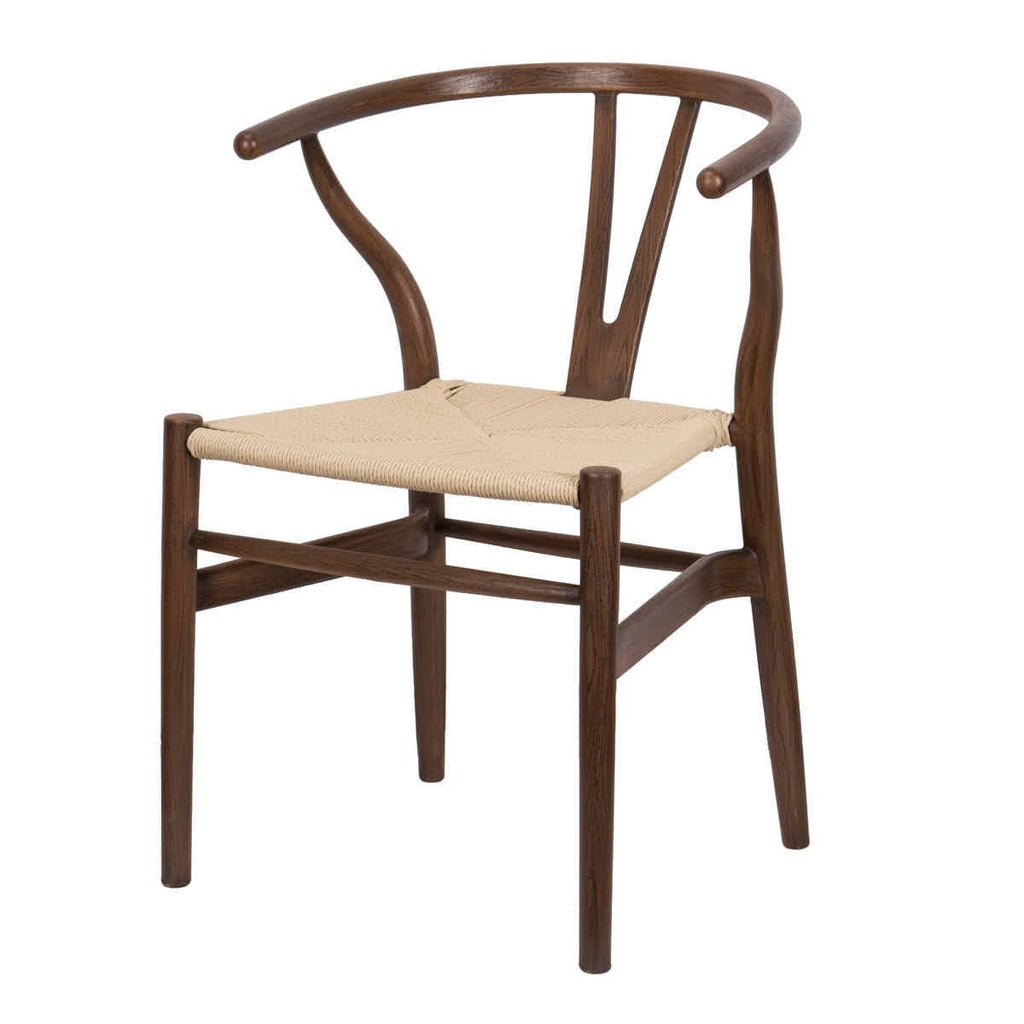 Fruitwood Wishbone Resin Chair with Natural Finish PE Rope Seat