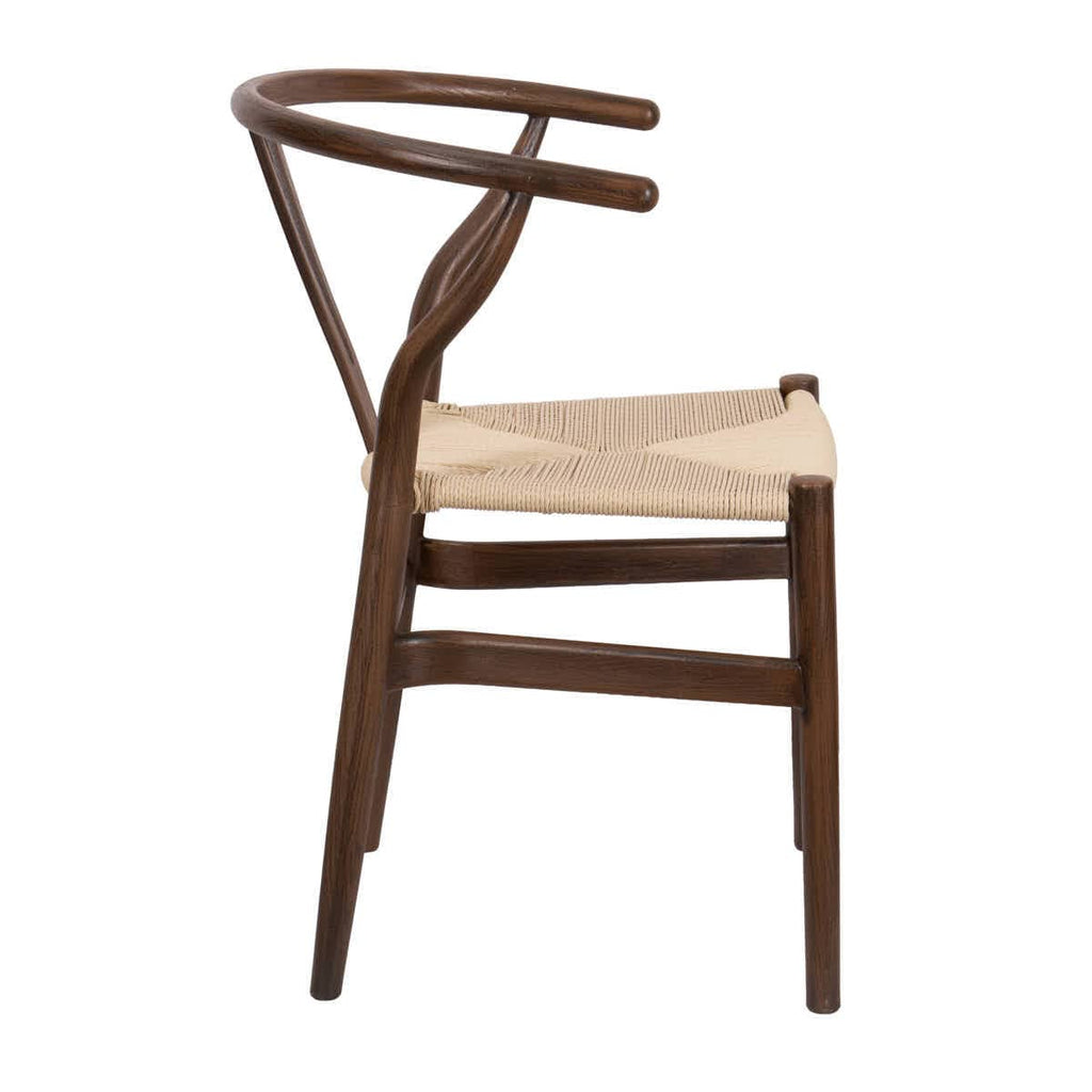 Fruitwood Wishbone Resin Chair with Natural Finish PE Rope Seat