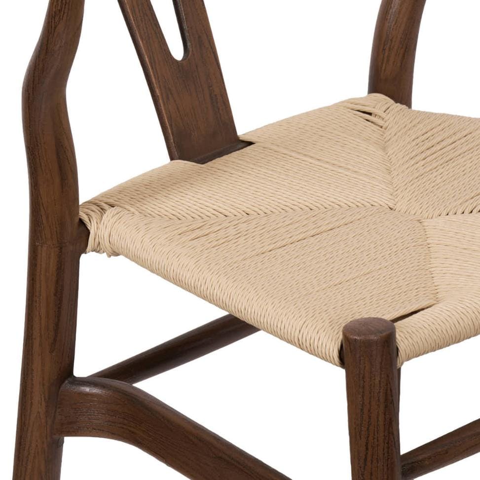 Fruitwood Wishbone Resin Chair with Natural Finish PE Rope Seat