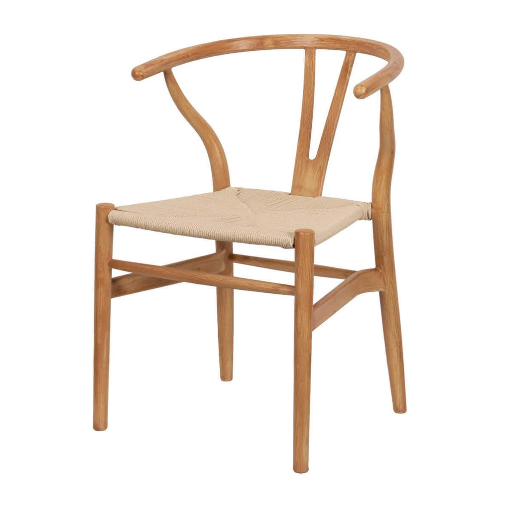 Natural Wishbone Resin Chair with Natural Finish PE Rope Seat