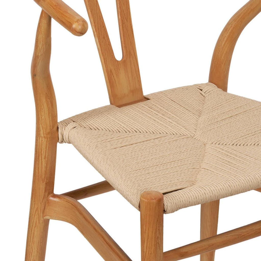 Natural Wishbone Resin Chair with Natural Finish PE Rope Seat