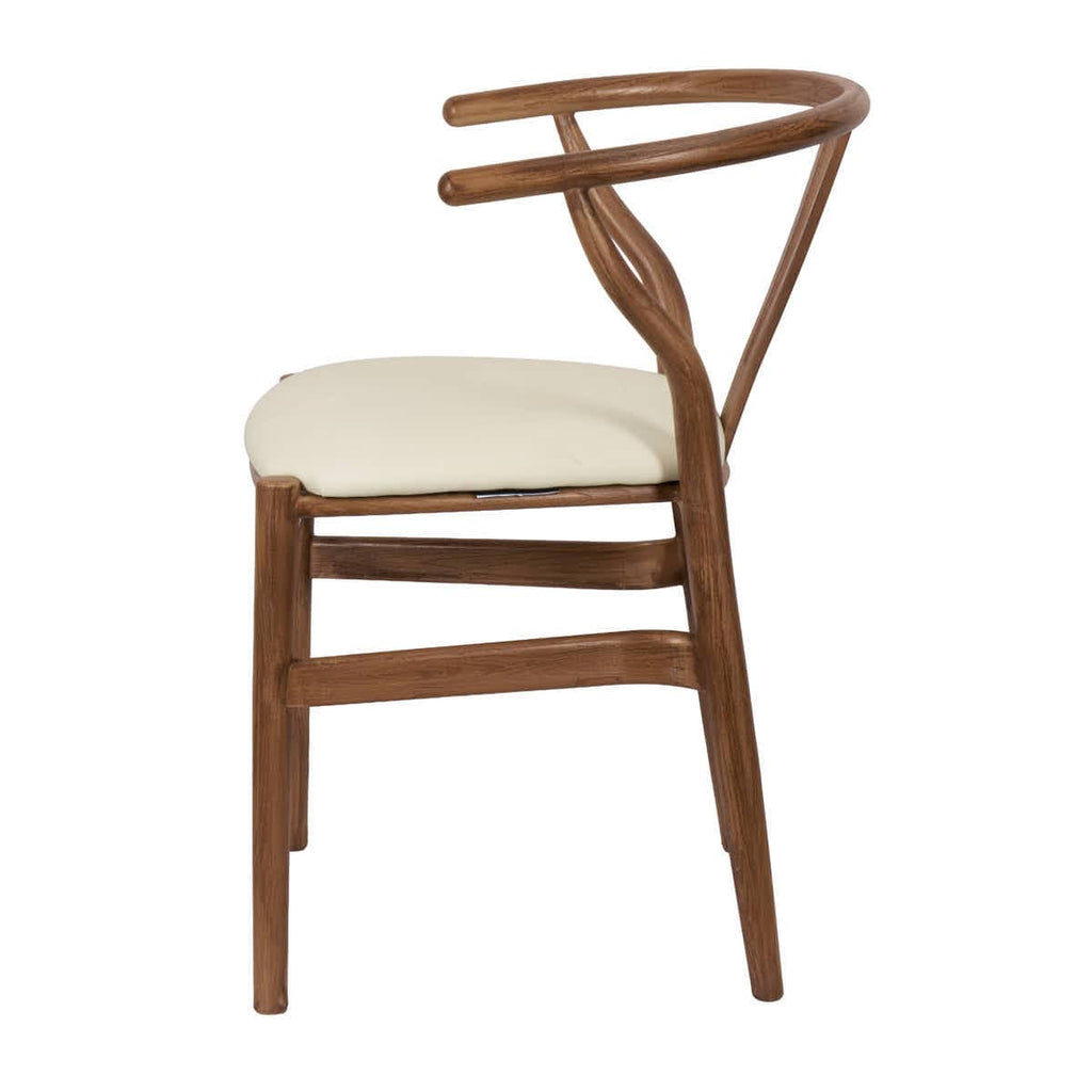 Chestnut Wishbone Resin Chair with Ivory Vinyl Seat
