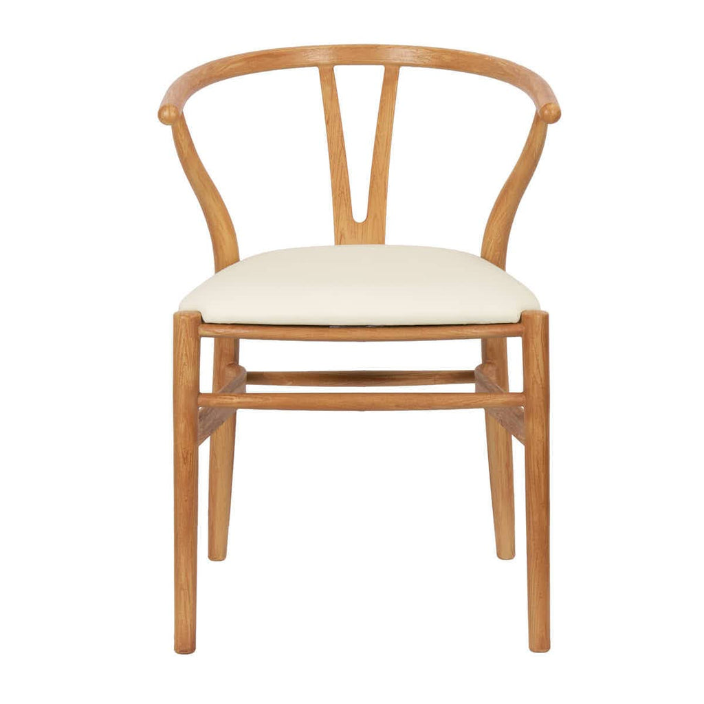 Natural Wishbone Resin Chair with Ivory Vinyl Seat