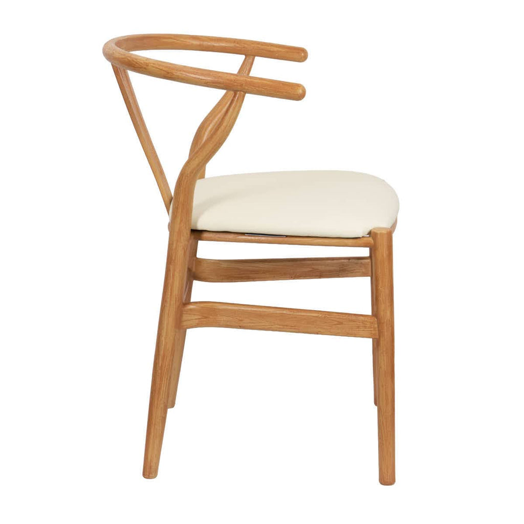 Natural Wishbone Resin Chair with Ivory Vinyl Seat