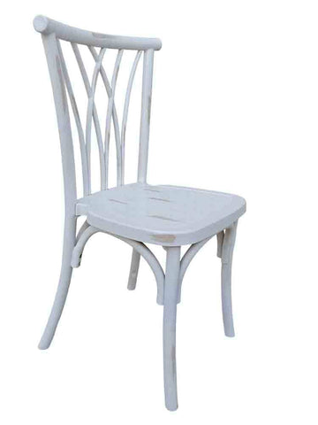 White Distressed Steel-Core Willow Chair