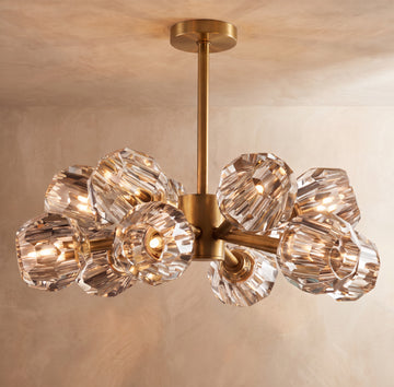 Inspired Boule de Cristal Style 24 Inch Round Crystal Sphere Chandelier Lacquered Burnished Brass - Main Product View