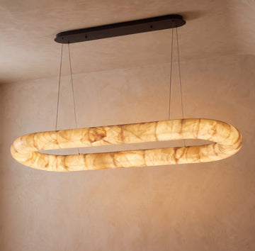 Inspired Rivage Style 57 Inch Oval Calcite Ring Chandelier Bronze - Main Product View