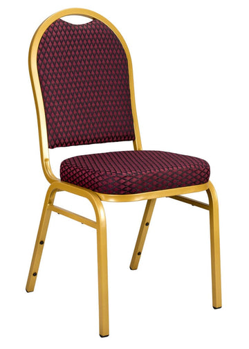 Patterned Fabric Steel Frame Dome Back Banquet Chair