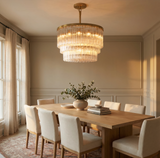 Inspired Cielo Style Three-Tier 48 Inch Round Chandelier Gold Finish - Room Scene