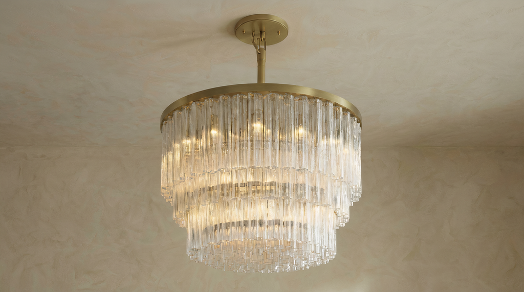 Inspired Cielo Style Three-Tier 48 Inch Round Chandelier Gold Finish - Main