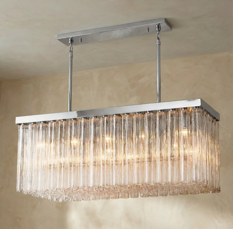 Inspired Cielo Style 54 Inch Rectangular Chandelier Stainless Steel Finish - Main