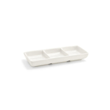 6" x 2.5" Three Compartment Dish - 3 oz - Case of 12