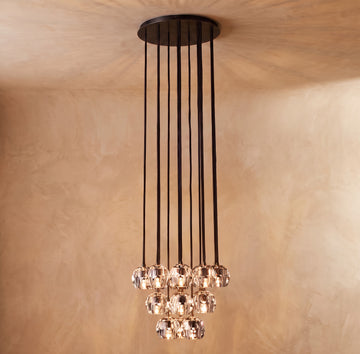 Inspired Boule de Cristal Style 19 Inch Crystal Sphere Cluster Pendant Bronze - Main Product View