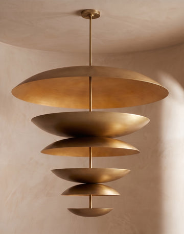 Inspired Cosmic Style Six-Tier 48" Round Chandelier Lacquered Burnished Brass - Main Product View