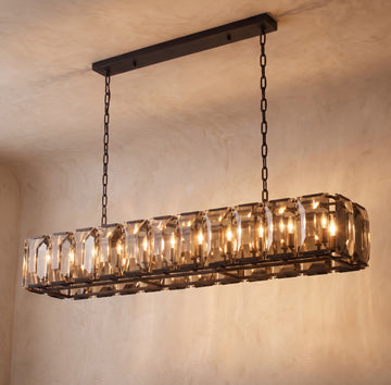 Inspired Harlow Style 73 Inch Rectangular Crystal Prism Chandelier Iron - Main Product View