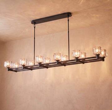 Inspired Demaret Style 72 Inch Double Linear Crystal Chandelier Bronze - Main Product View