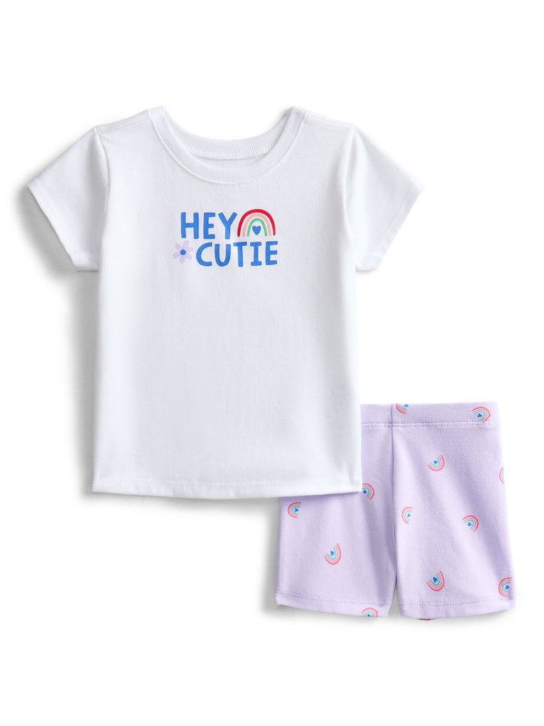 Baby Girls Graphic Tee and Shorts Outfit Set, 6-Piece