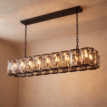 Inspired Harlow Style 61 Inch Rectangular Crystal Prism Chandelier Iron - Main Product View