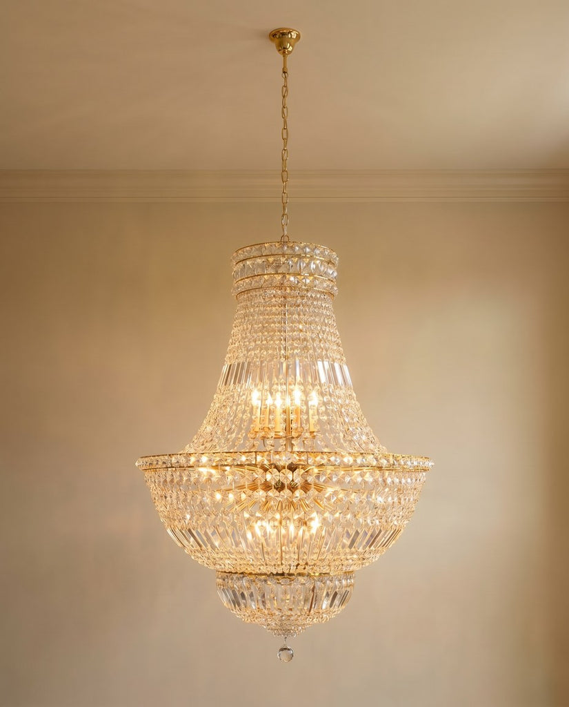 Swarovski Crystal Trimmed Chandelier French Empire Crystal Chandelier Lighting H30" W24" - A93-CG/454/9Sw