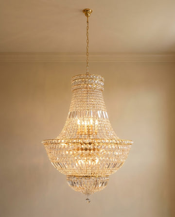 Swarovski Crystal Trimmed Chandelier French Empire Crystal Chandelier Lighting H30" W24" - A93-CG/454/9Sw