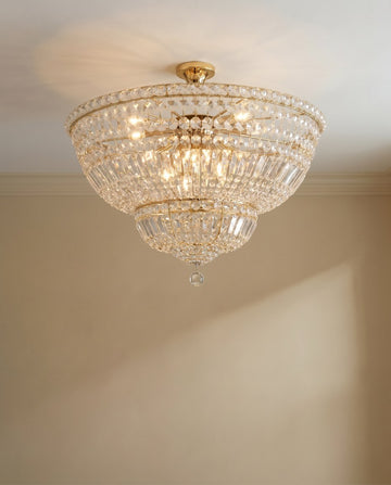 Flush French Empire Crystal Chandelier Lighting H20 W24 - A93-FLUSH/CG/454/9