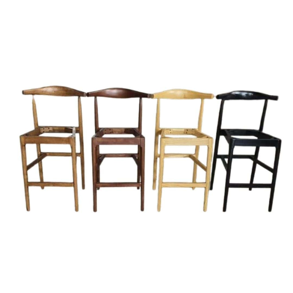 Walnut Finish Horn Wood 27.17" Standard Bar Height Bar Stool with Taupe Vinyl Cushion