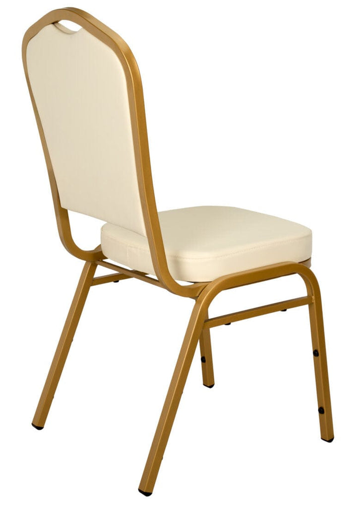 Scratch and Dent Ivory Vinyl Gold Frame Crown Back Banquet Chair