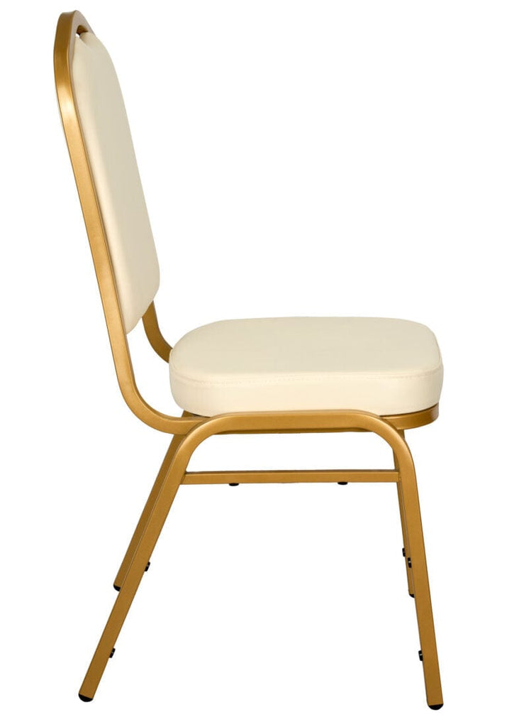Scratch and Dent Ivory Vinyl Gold Frame Crown Back Banquet Chair
