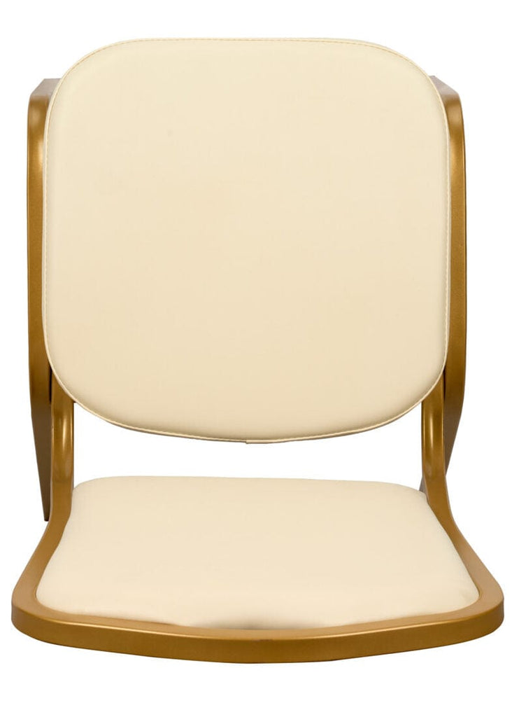 Scratch and Dent Ivory Vinyl Gold Frame Crown Back Banquet Chair