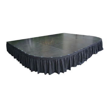 16' Black Stage Skirt 21" High 180 GSM Polyester Linen with 16 Clips