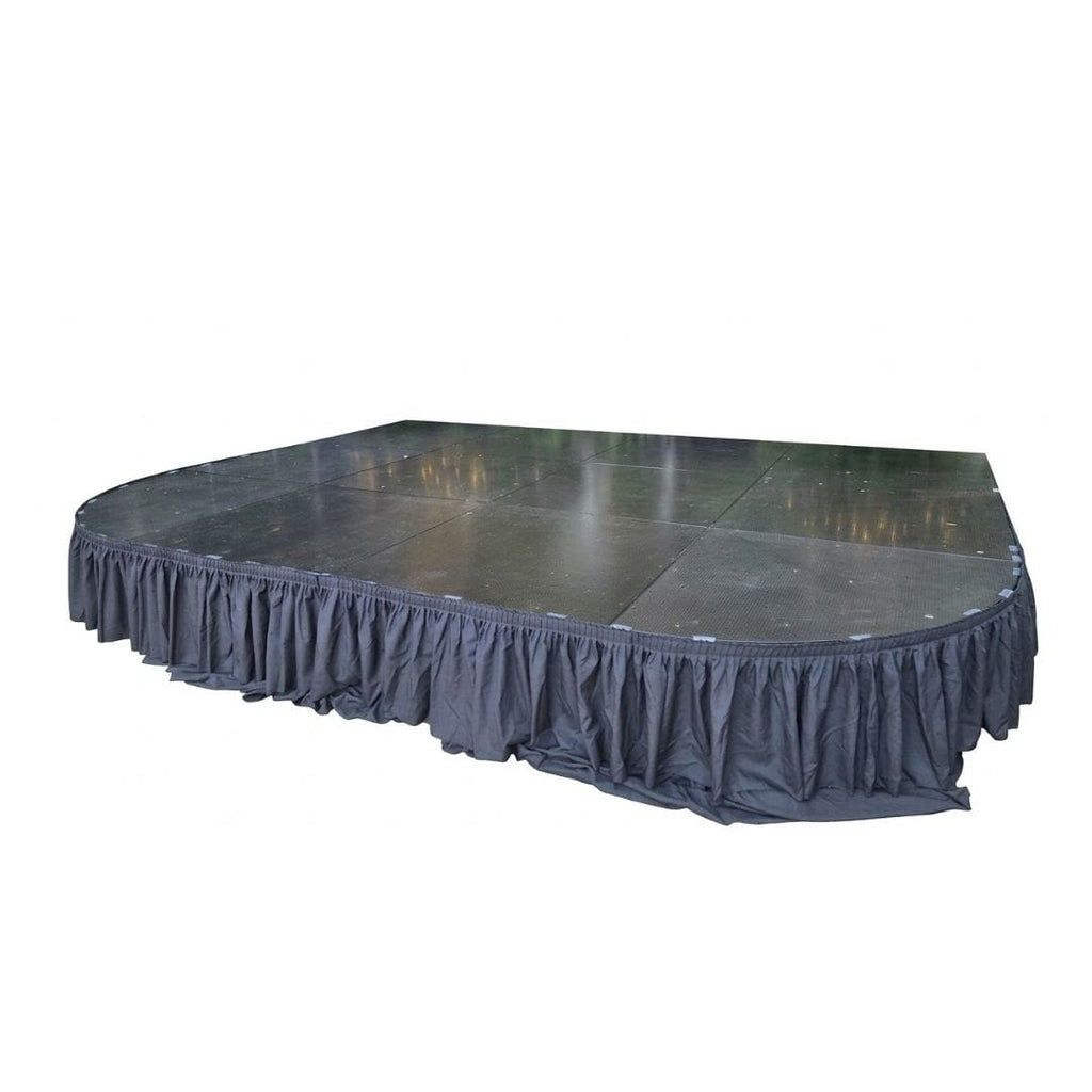 16' Black Stage Skirt 21" High 180 GSM Polyester Linen with 16 Clips