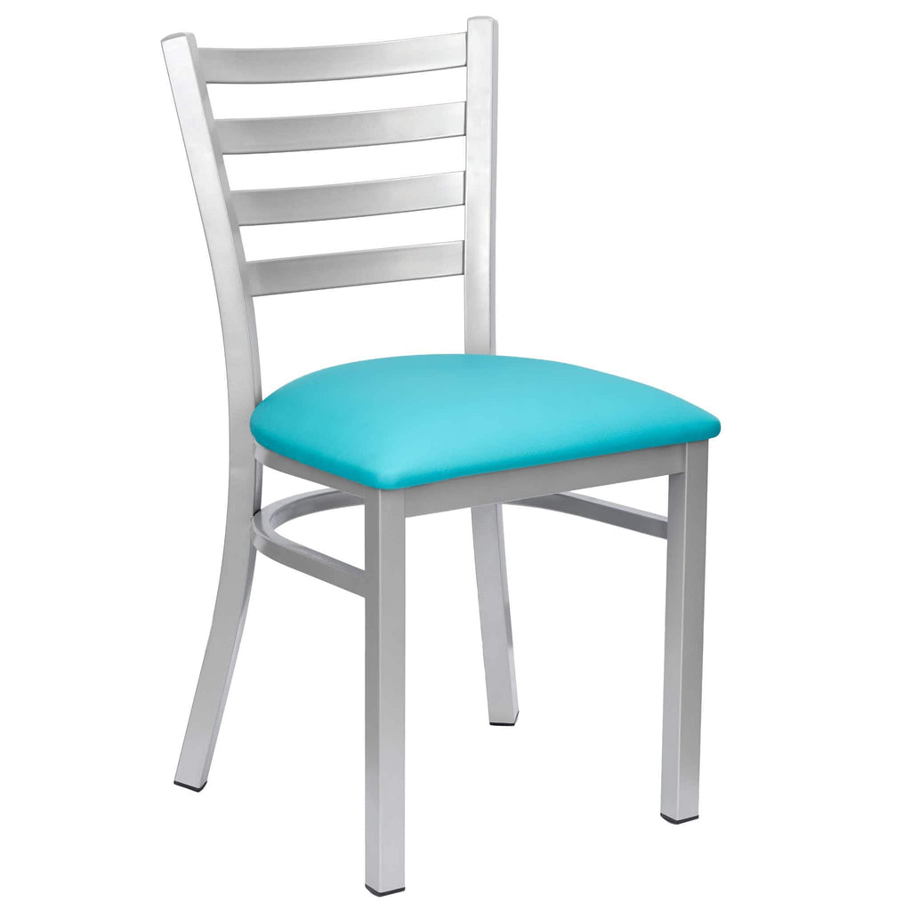 Ladder Back Restaurant Chair with Frame and Vinyl Seat