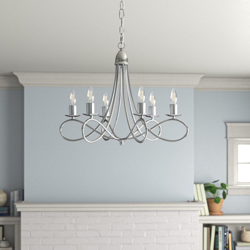 Newlin 5 - Light Steel Dimmable Drum Chandelier