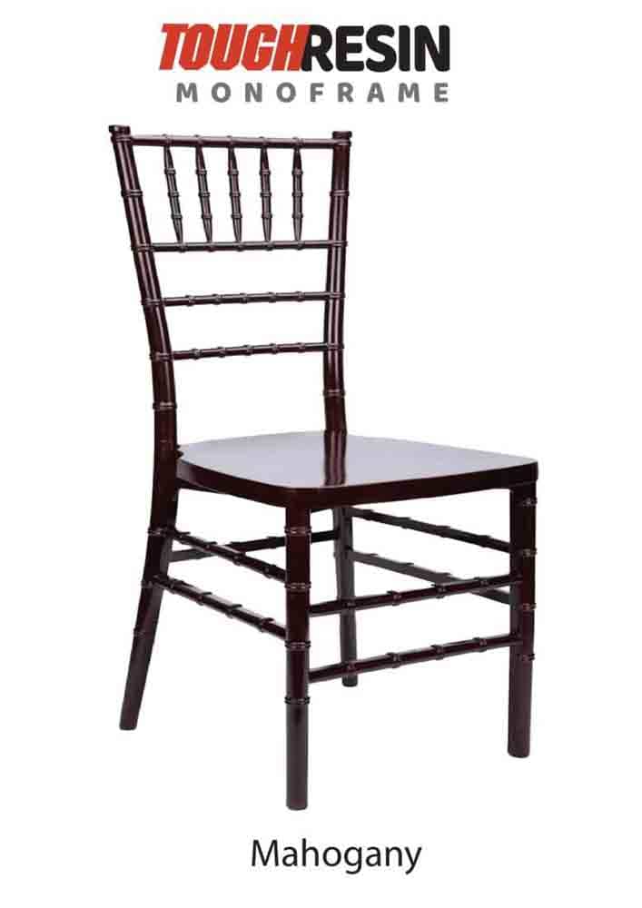 Mahogany Heavy-Duty Resin Ballroom Chair with Solid-Color Core