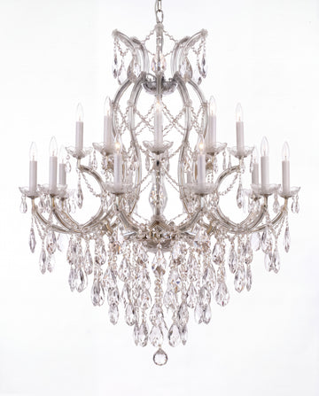 Maria Theresa 16-Light Crystal Chandelier H38" x W37" - Silver Finish