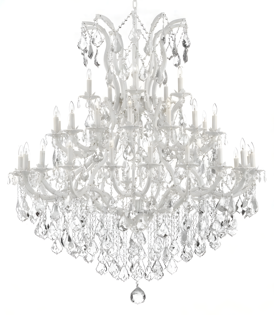 White Maria Theresa Empress Crystal Chandelier Wrought Iron H60 W52