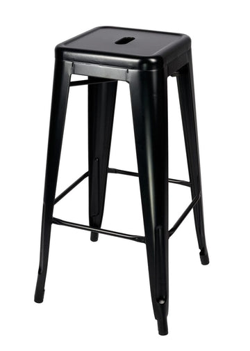 Black Semi-Gloss Tolix Style Metal Stool
