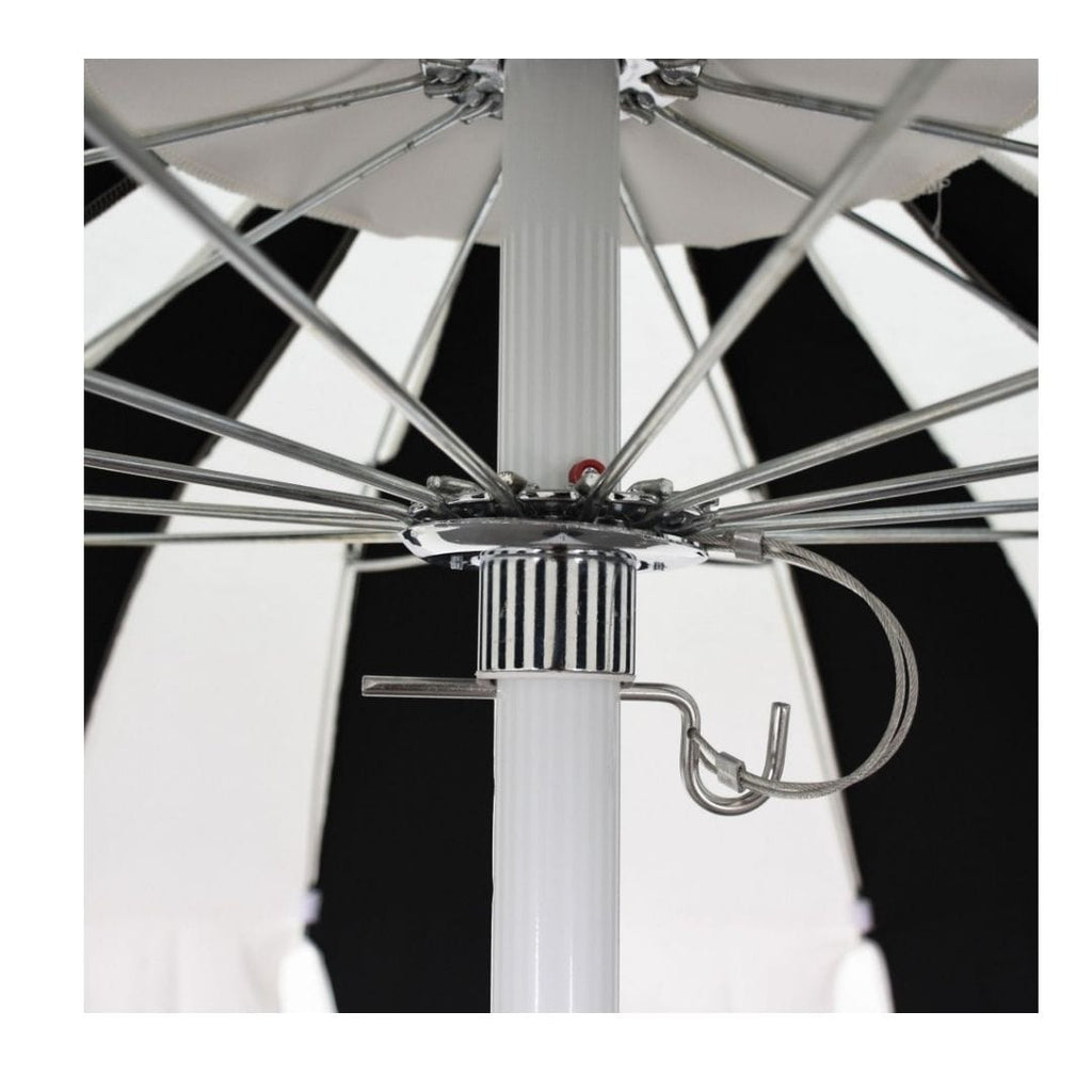 Macaw 8.5' Classic Commercial Fabric Patio Umbrella with White Aluminum Pole and Push Lift