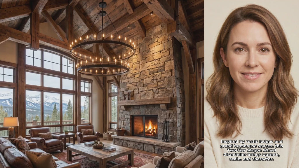 Inspired Camino Style Two Tier Wagon Wheel Chandelier Brushed Brass - Product Video